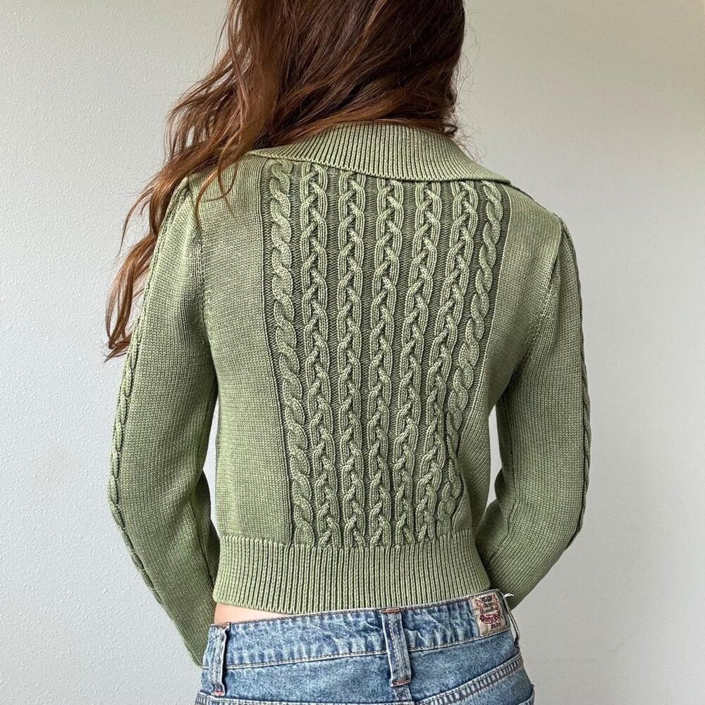 Sundance olive green cable knit cropped carigan - Picture 5 of 9